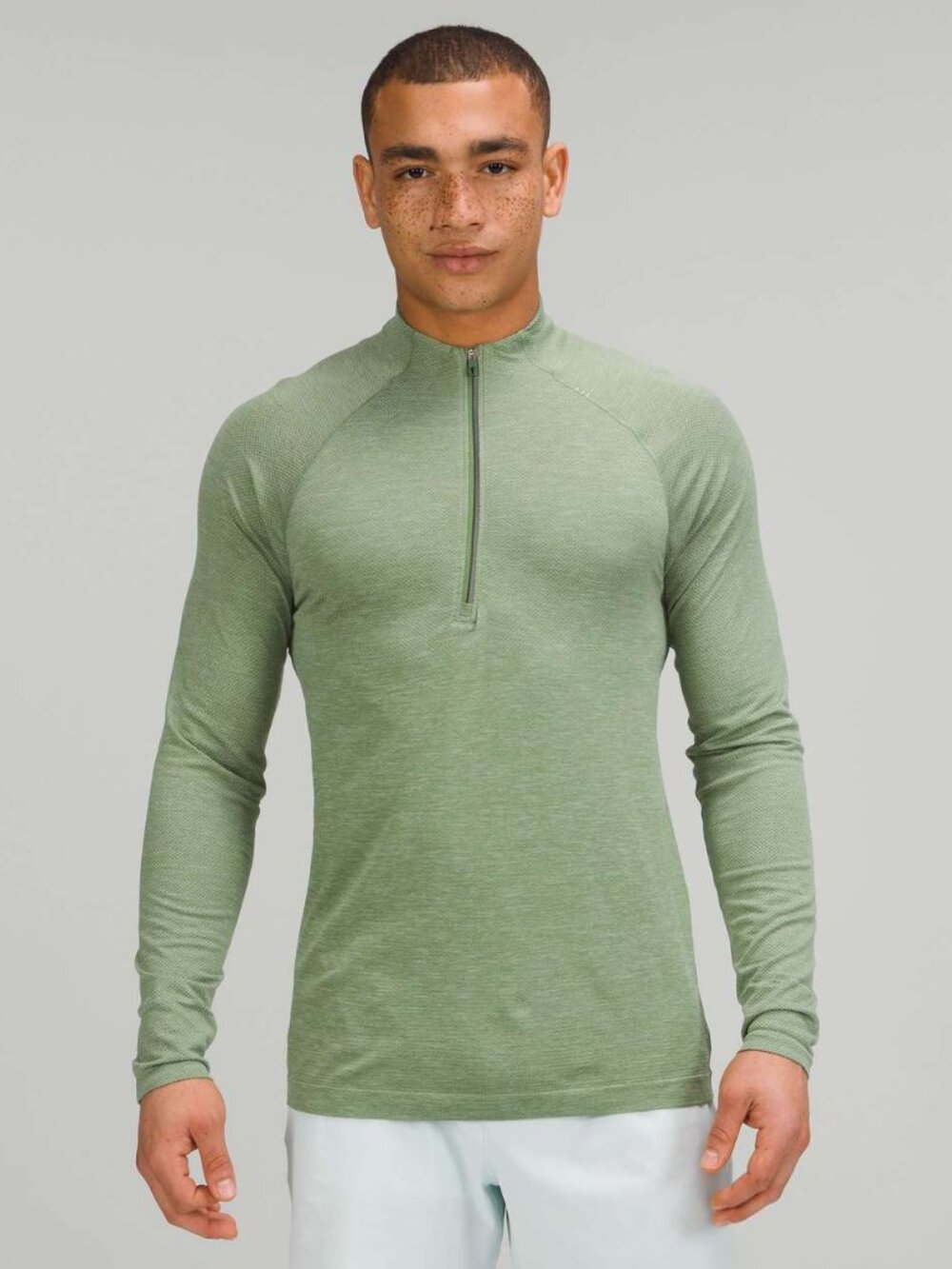 Lululemon Men's Size Small Metal Vent Tech Half-Zip 2.0 Silver Blue Cedar Green